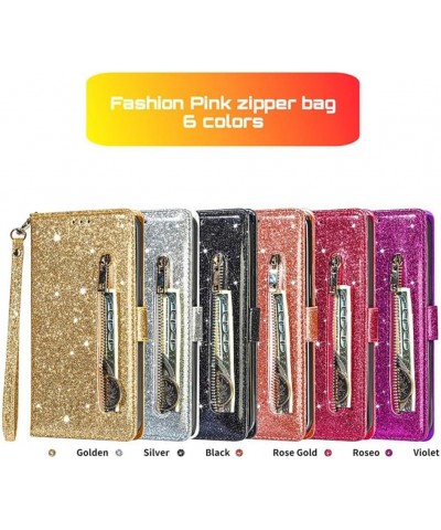 for Google Pixel 6 Magnetic Flip Sparkling Phone Case, Zipper Bag Protective Leather Case Rose Gold Pixel 7 Rose gold $15.86 ...