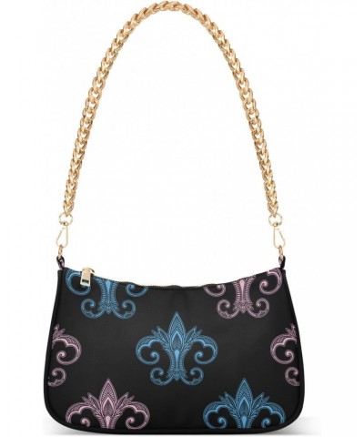 Mardi Gras Shoulder Bag Fleur De Lis Blue Pink Women Clutch Handbag Shoulder Purch Boho Bag Date Chain Bag Fat Tuesday Tote B...