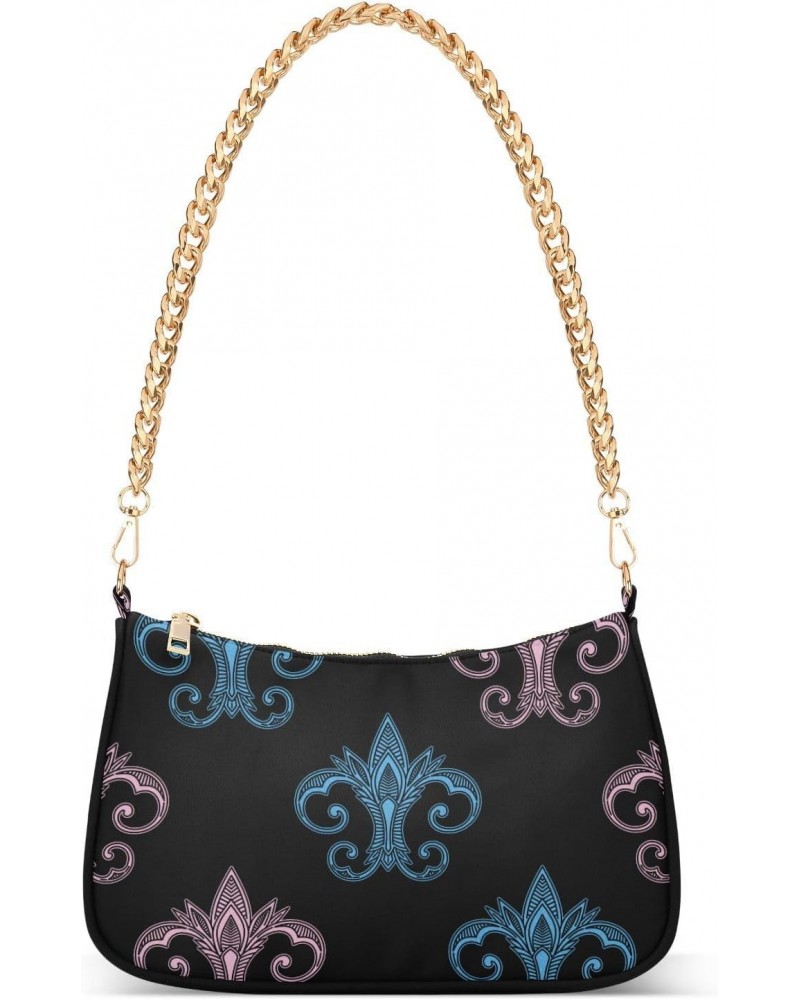 Mardi Gras Shoulder Bag Fleur De Lis Blue Pink Women Clutch Handbag Shoulder Purch Boho Bag Date Chain Bag Fat Tuesday Tote B...