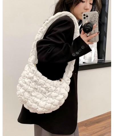 Women Quilted Puffer Tote Bag Lightweight Padded Tote Bag Cute Puffy Crossbody Bag Bubble Hobo Bag Cloud Shoulder Bag White $...