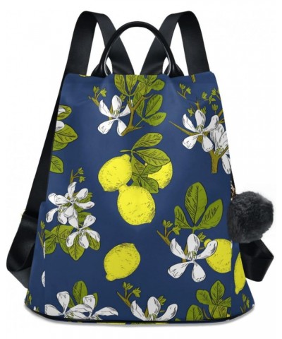 Citrus Lemon Flower on Blue Background Backpack Purse for Women Travel Casual Daypack College Bookbag Work Business Ladies Sh...