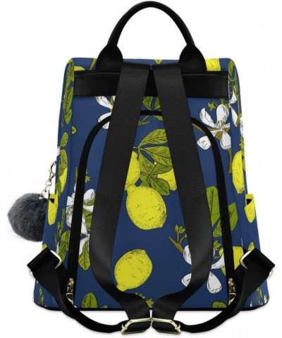 Citrus Lemon Flower on Blue Background Backpack Purse for Women Travel Casual Daypack College Bookbag Work Business Ladies Sh...