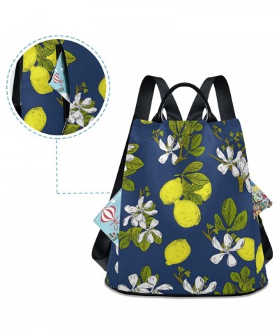 Citrus Lemon Flower on Blue Background Backpack Purse for Women Travel Casual Daypack College Bookbag Work Business Ladies Sh...