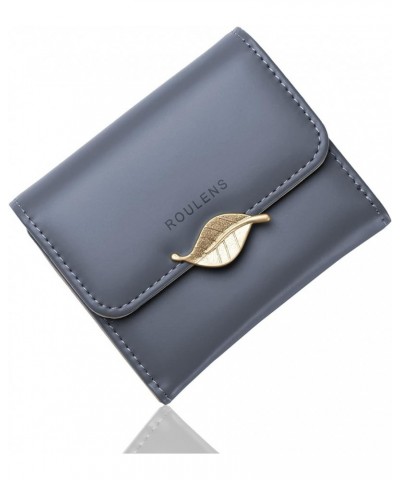 Wallet for Women RFID Blocking PU Leather Leaf Pendant Card Holder Phone Checkbook Organizer Zipper Coin Purse Small A/Gray B...