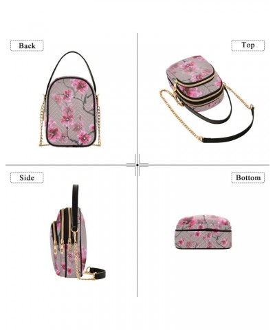 Elegant Cherry Blossom Flower Pattern Quilted Shoulder Handbag for Women Stylish Crossbody Handbags with Detachable Leather C...