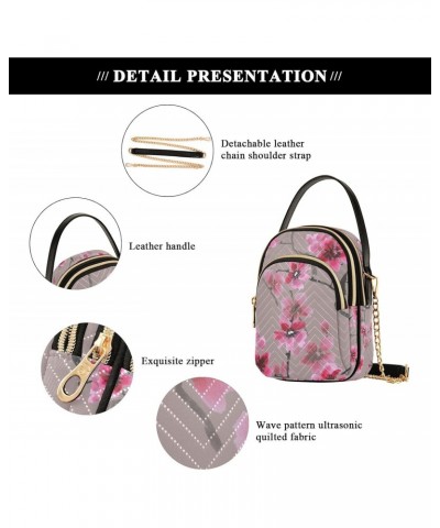 Elegant Cherry Blossom Flower Pattern Quilted Shoulder Handbag for Women Stylish Crossbody Handbags with Detachable Leather C...