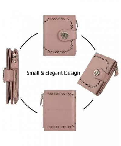 Womens Leather Wallet Small Compact RFID Blocking Credit Card Case Purse with Zipper Pocket Pebbled Dark Pink $12.47 Wallets