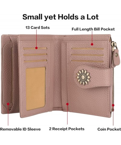 Womens Leather Wallet Small Compact RFID Blocking Credit Card Case Purse with Zipper Pocket Pebbled Dark Pink $12.47 Wallets