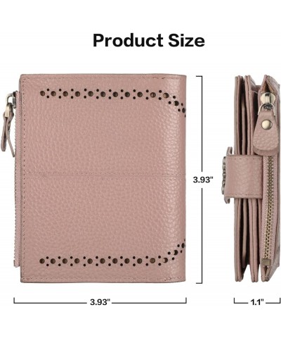 Womens Leather Wallet Small Compact RFID Blocking Credit Card Case Purse with Zipper Pocket Pebbled Dark Pink $12.47 Wallets