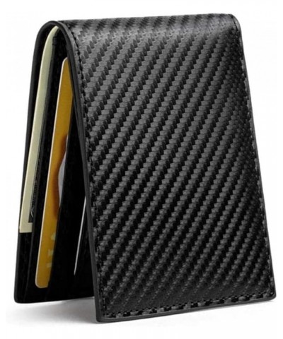 Carbon Fiber Pattern Card Wallet Money Bag Slim Wallet for Men Purse Credit Card Holder (Color : Crazy Black YML001) Black $1...