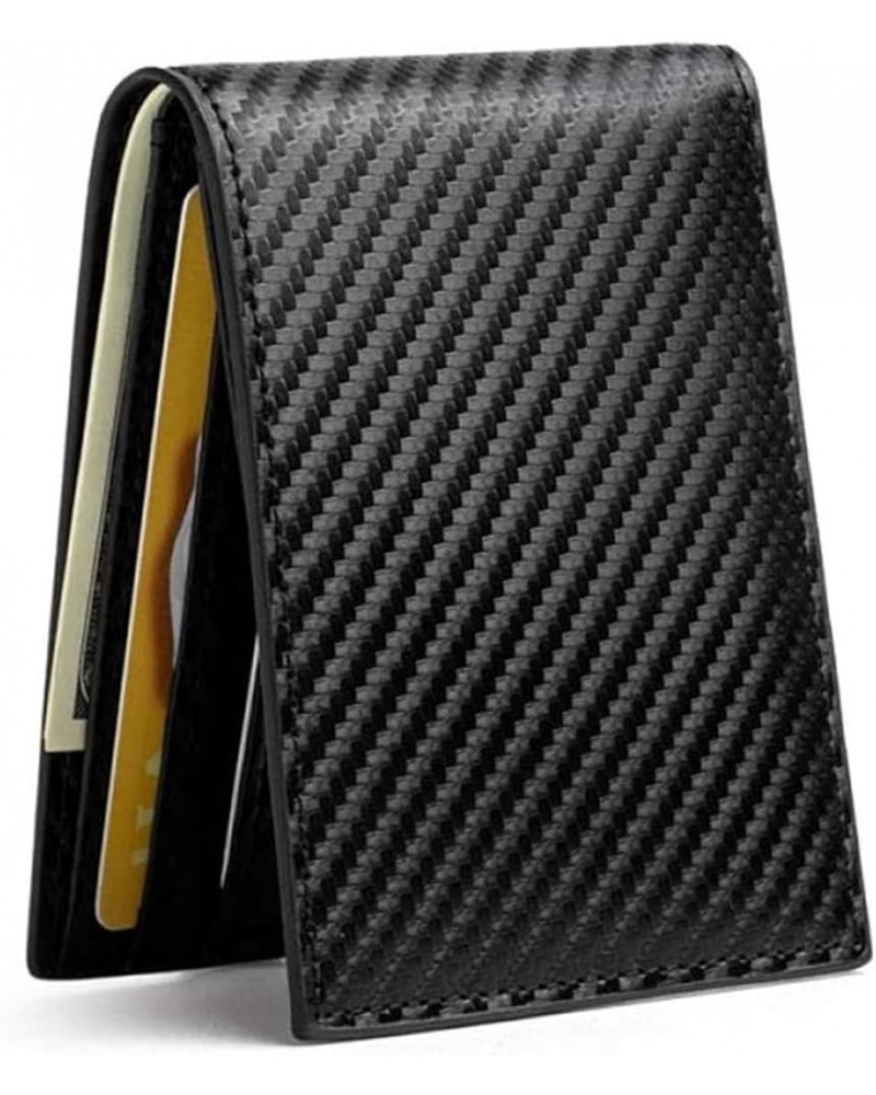 Carbon Fiber Pattern Card Wallet Money Bag Slim Wallet for Men Purse Credit Card Holder (Color : Crazy Black YML001) Black $1...