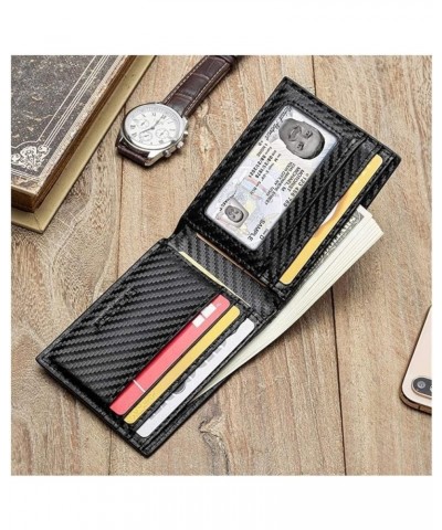 Carbon Fiber Pattern Card Wallet Money Bag Slim Wallet for Men Purse Credit Card Holder (Color : Crazy Black YML001) Black $1...