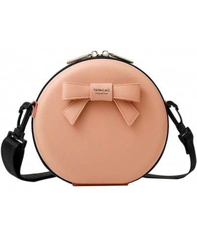 PU Leather Crossbody Wallet Mini Zip Around Round Shoulder Bag Handbag Purse Satchel Pink $17.93 Satchels