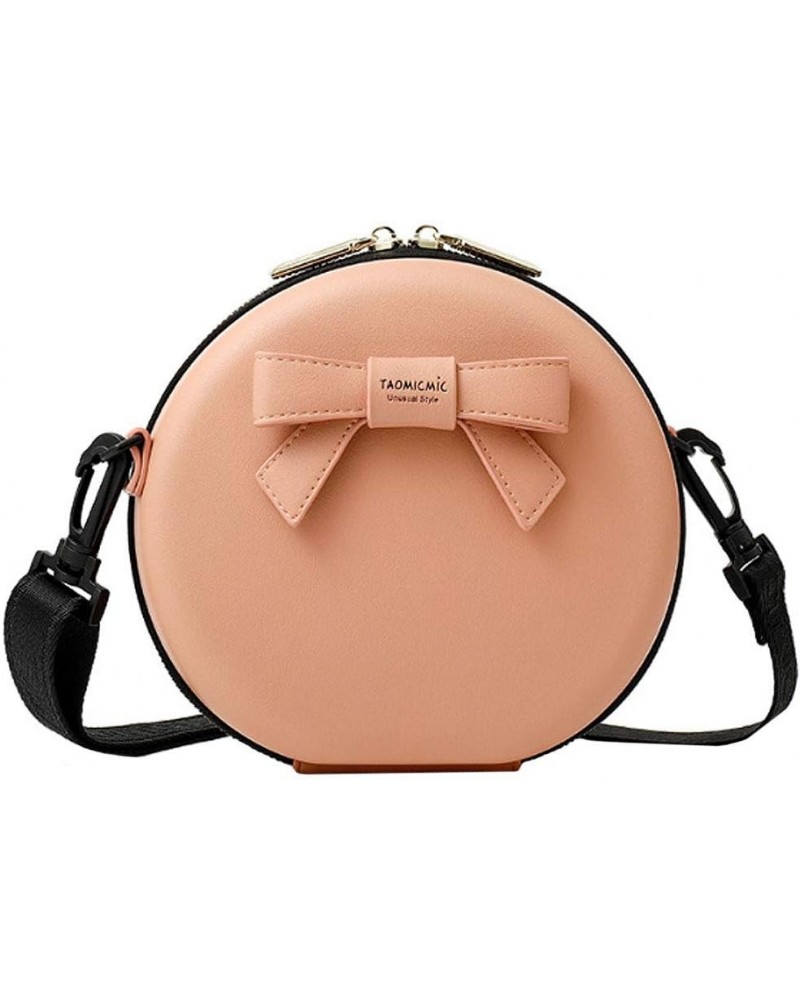 PU Leather Crossbody Wallet Mini Zip Around Round Shoulder Bag Handbag Purse Satchel Pink $17.93 Satchels