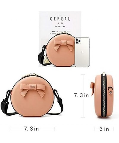 PU Leather Crossbody Wallet Mini Zip Around Round Shoulder Bag Handbag Purse Satchel Pink $17.93 Satchels