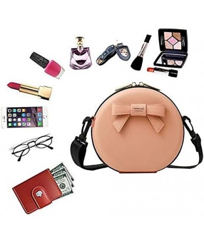 PU Leather Crossbody Wallet Mini Zip Around Round Shoulder Bag Handbag Purse Satchel Pink $17.93 Satchels