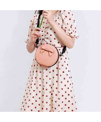 PU Leather Crossbody Wallet Mini Zip Around Round Shoulder Bag Handbag Purse Satchel Pink $17.93 Satchels