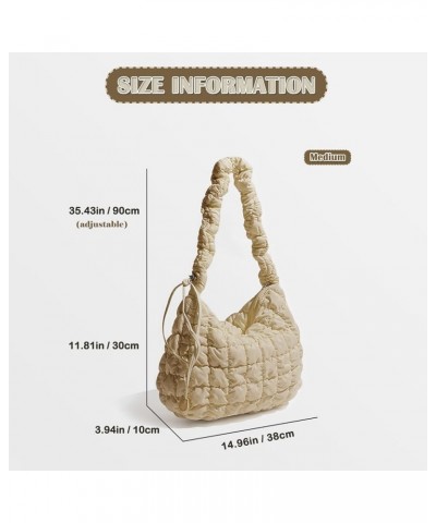 Quilted Tote Bag Lightweight Puffer Bag Cute Puffy Purses with Zipper Quilted Padding Shoulder Bag 010 Khaki $17.33 Totes