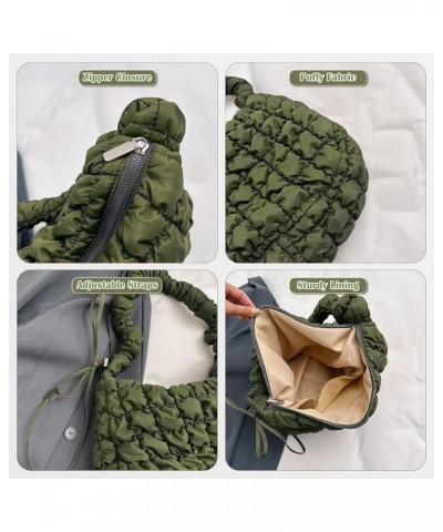 Quilted Tote Bag Lightweight Puffer Bag Cute Puffy Purses with Zipper Quilted Padding Shoulder Bag 010 Khaki $17.33 Totes