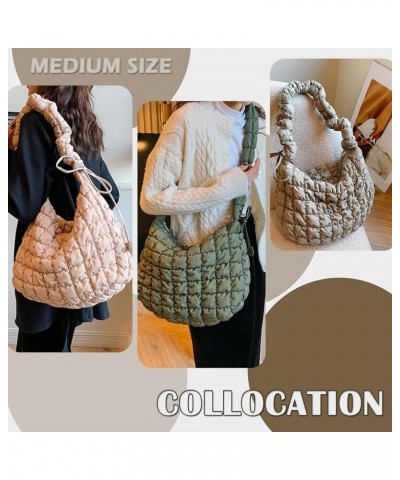 Quilted Tote Bag Lightweight Puffer Bag Cute Puffy Purses with Zipper Quilted Padding Shoulder Bag 010 Khaki $17.33 Totes