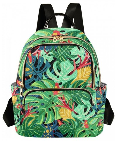 Colorful Tropical Palm Leaves Backpack Purse for Women Anti Theft Backpack Small Travel Backpack Shoulder Bag Mini(10.23'' x ...