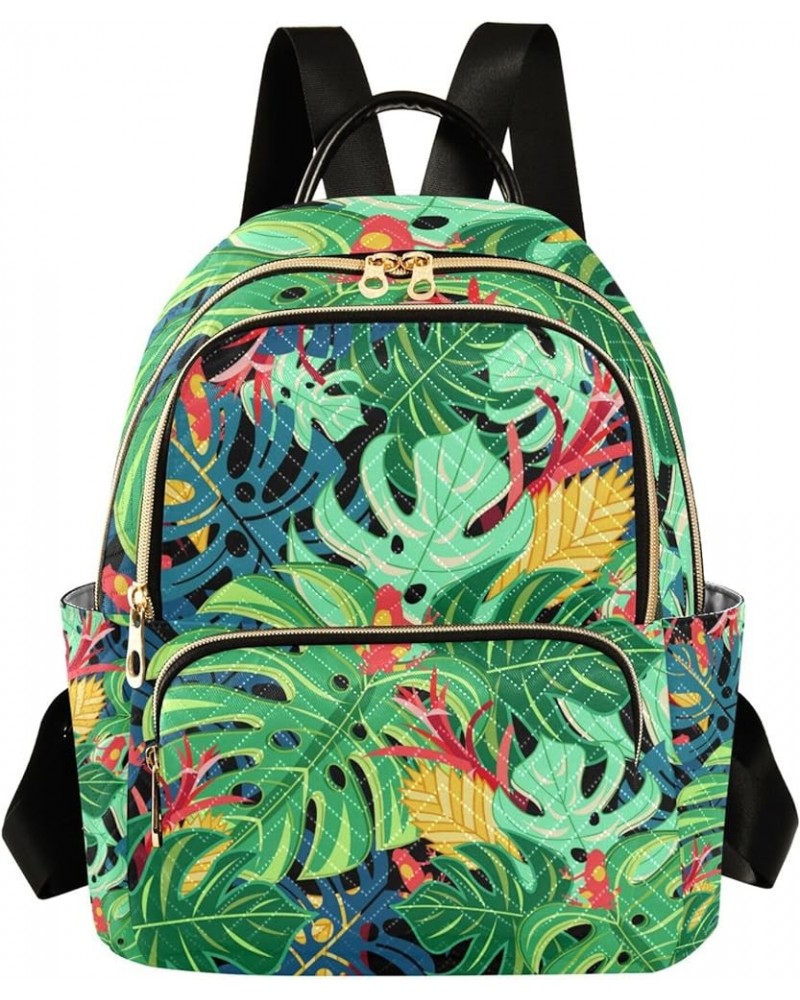 Colorful Tropical Palm Leaves Backpack Purse for Women Anti Theft Backpack Small Travel Backpack Shoulder Bag Mini(10.23'' x ...