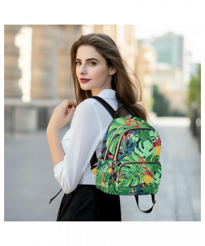 Colorful Tropical Palm Leaves Backpack Purse for Women Anti Theft Backpack Small Travel Backpack Shoulder Bag Mini(10.23'' x ...