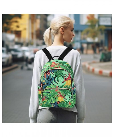 Colorful Tropical Palm Leaves Backpack Purse for Women Anti Theft Backpack Small Travel Backpack Shoulder Bag Mini(10.23'' x ...