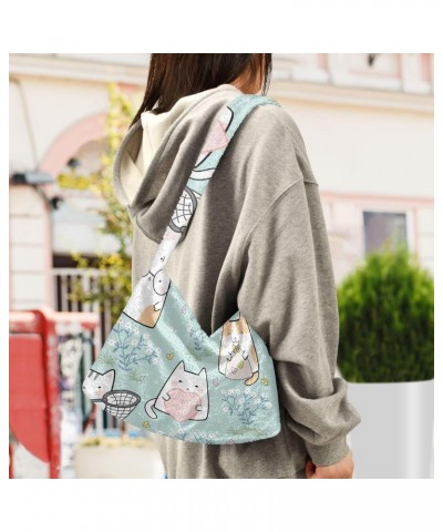 Kawaii Cute Cat Shoulder Tote Bags for Women Furry Crossbody bag Hobo Handbag Purses for Travel Work College $9.87 Totes