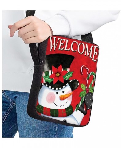 Christmas Sling Purse Kids Adults Crossbody Messenger Bag with Shoulder Strap Snowman Design $11.39 Crossbody Bags