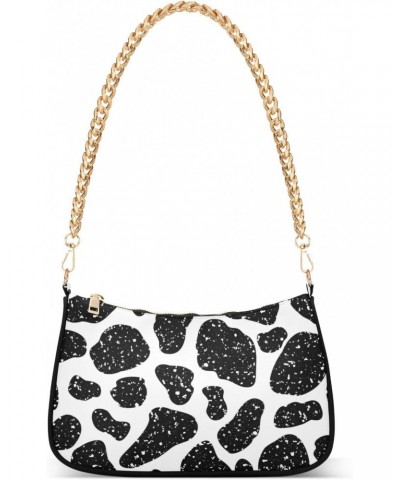 Shoulder Bag Cow Print Black White Grunge Women Clutch Handbag Shoulder Purch Boho Bag Date Chain Bag Tote Bag Spring Holiday...