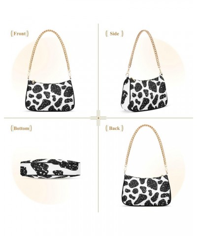 Shoulder Bag Cow Print Black White Grunge Women Clutch Handbag Shoulder Purch Boho Bag Date Chain Bag Tote Bag Spring Holiday...