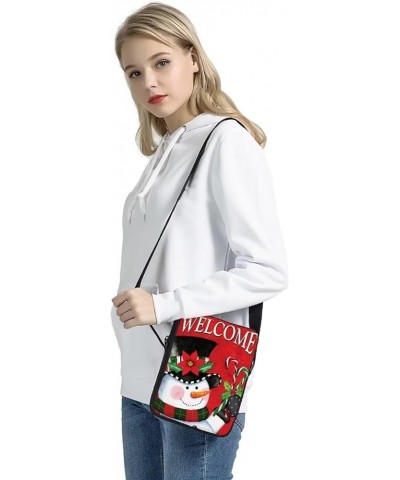 Christmas Sling Purse Kids Adults Crossbody Messenger Bag with Shoulder Strap Snowman Design $11.39 Crossbody Bags