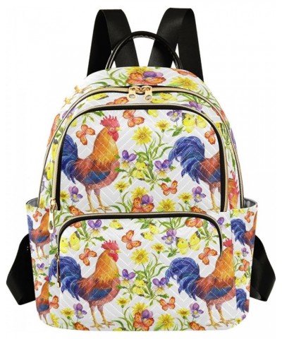 Women Backpack Spring Butterfly Flower Rooster Anti-Theft Travel Backpack with Luggage Belt Lightweight Handbag Lady Purse Ro...