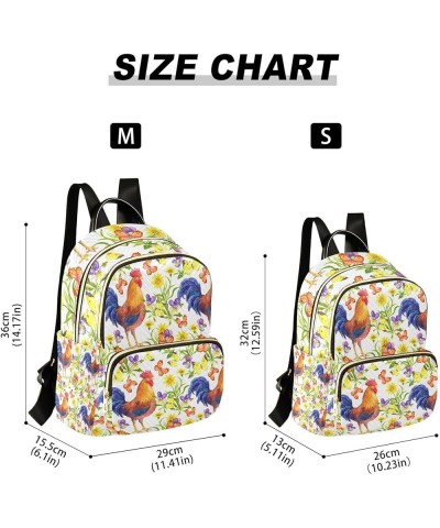 Women Backpack Spring Butterfly Flower Rooster Anti-Theft Travel Backpack with Luggage Belt Lightweight Handbag Lady Purse Ro...