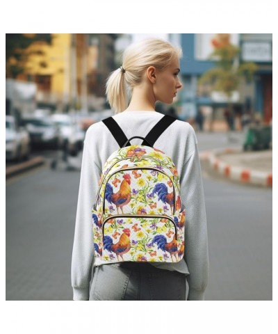 Women Backpack Spring Butterfly Flower Rooster Anti-Theft Travel Backpack with Luggage Belt Lightweight Handbag Lady Purse Ro...