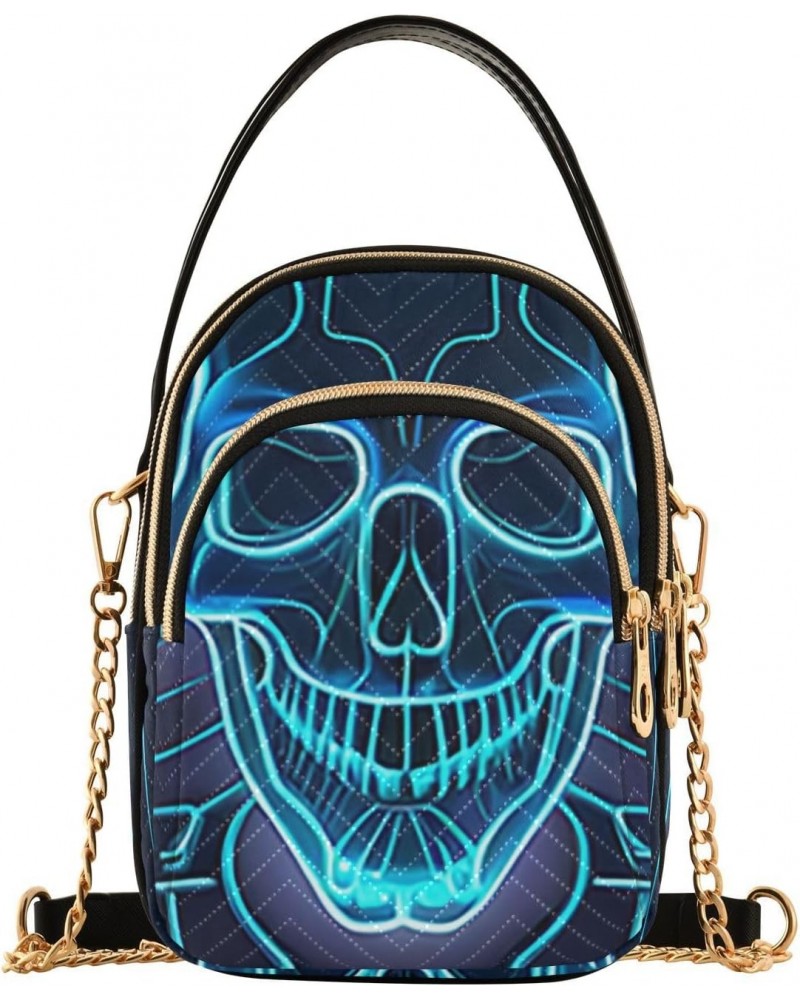 Women's Crossbody Handbags Clutch Phone Purse Skull Line Stylish Shoulder Bag with Detachable Chain Strap $12.74 Shoulder Bags