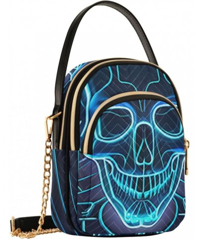 Women's Crossbody Handbags Clutch Phone Purse Skull Line Stylish Shoulder Bag with Detachable Chain Strap $12.74 Shoulder Bags