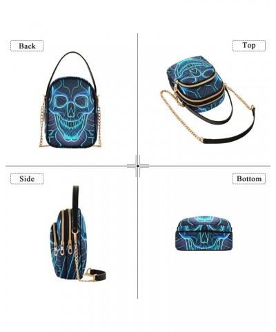 Women's Crossbody Handbags Clutch Phone Purse Skull Line Stylish Shoulder Bag with Detachable Chain Strap $12.74 Shoulder Bags