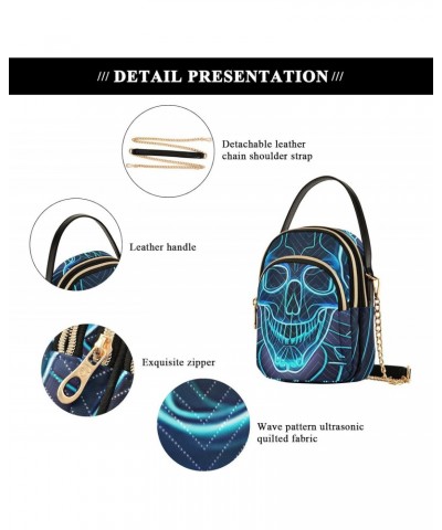 Women's Crossbody Handbags Clutch Phone Purse Skull Line Stylish Shoulder Bag with Detachable Chain Strap $12.74 Shoulder Bags