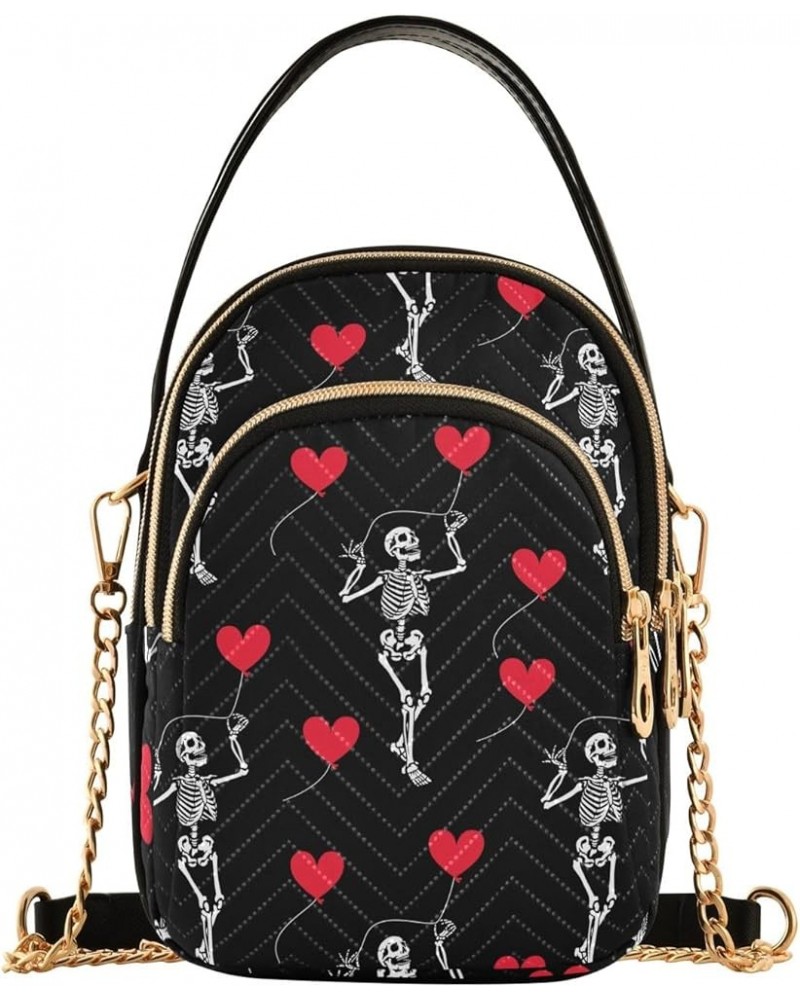 Glitter Hearts Rainbow Women Crossbody Bags Chain Purse Skeleton Valentine $9.55 Crossbody Bags