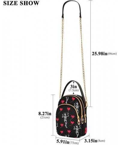 Glitter Hearts Rainbow Women Crossbody Bags Chain Purse Skeleton Valentine $9.55 Crossbody Bags