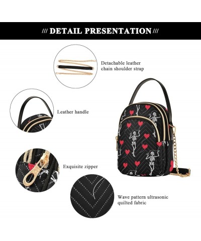 Glitter Hearts Rainbow Women Crossbody Bags Chain Purse Skeleton Valentine $9.55 Crossbody Bags