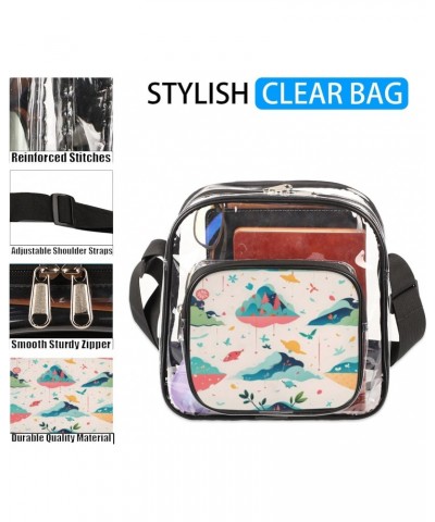 Cartoon Island Fish Clear Crossbody Bag Stadiums Approved Clear Messenger Shoulder Bag with Adjustable Strap for Work, Travel...