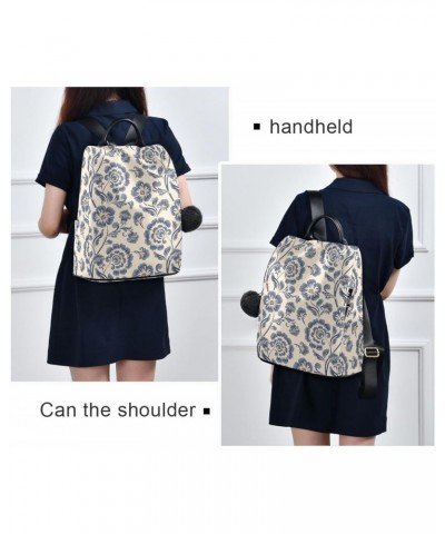 Flat Blue Floral Backpack for Women, Fashion Anti Theft Casual Daypack Shoulder Bag Purse for Travel Work 15 inches $20.50 Ba...