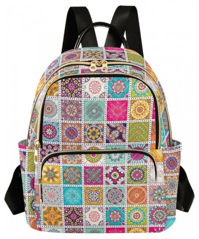 Mini Backpack for Women, Mexican Tiles Mandala (6) Travel Backpack Purse for Ladies, Small Bookbag Daypack Shoulder Bag S Mul...