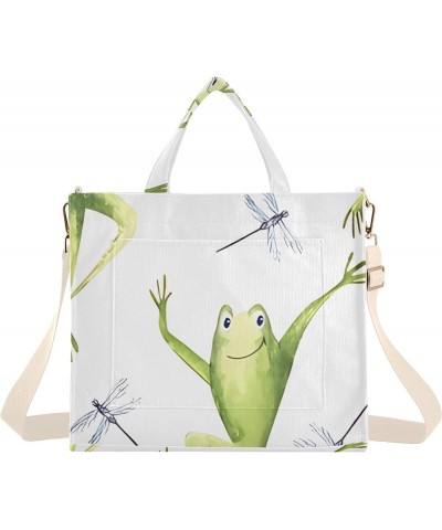 Cute Crocodiles Funny Shoulder Purse Women Gym Tote Handbag Pattern Book Bag Tote Bag with Pockets Watercolor Frogs Funny $9....