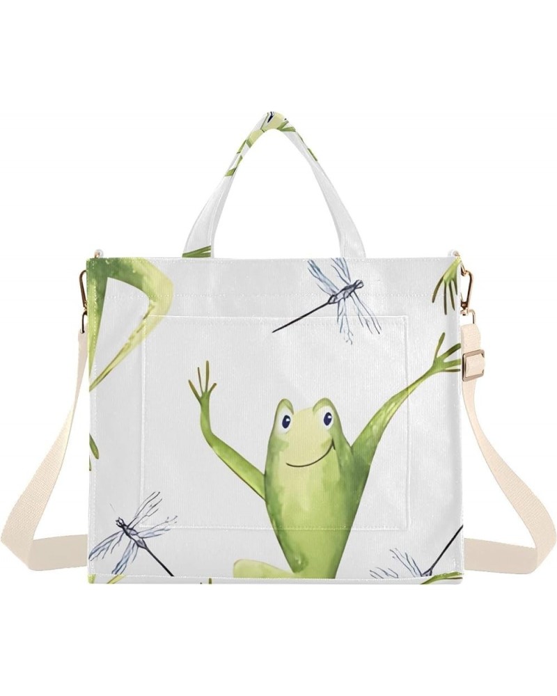 Cute Crocodiles Funny Shoulder Purse Women Gym Tote Handbag Pattern Book Bag Tote Bag with Pockets Watercolor Frogs Funny $9....