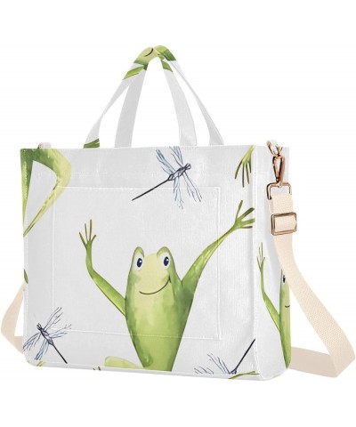 Cute Crocodiles Funny Shoulder Purse Women Gym Tote Handbag Pattern Book Bag Tote Bag with Pockets Watercolor Frogs Funny $9....