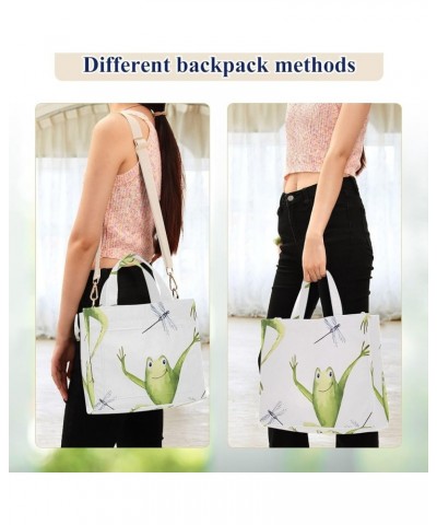 Cute Crocodiles Funny Shoulder Purse Women Gym Tote Handbag Pattern Book Bag Tote Bag with Pockets Watercolor Frogs Funny $9....